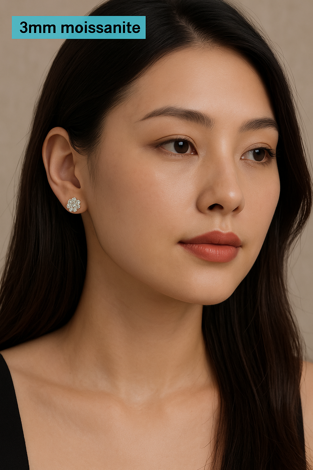 3mm/5mm D Color Moissanite Flower Stud Earrings – 925 Sterling Silver, 7-Stone Design, GRA Certified