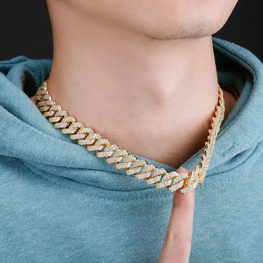 Iced Out Geometric Link Chain Necklace – Unisex Hip Hop Jewelry