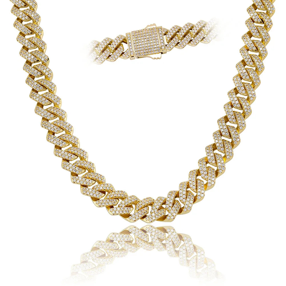 Iced Out Geometric Link Chain Necklace – Unisex Hip Hop Jewelry