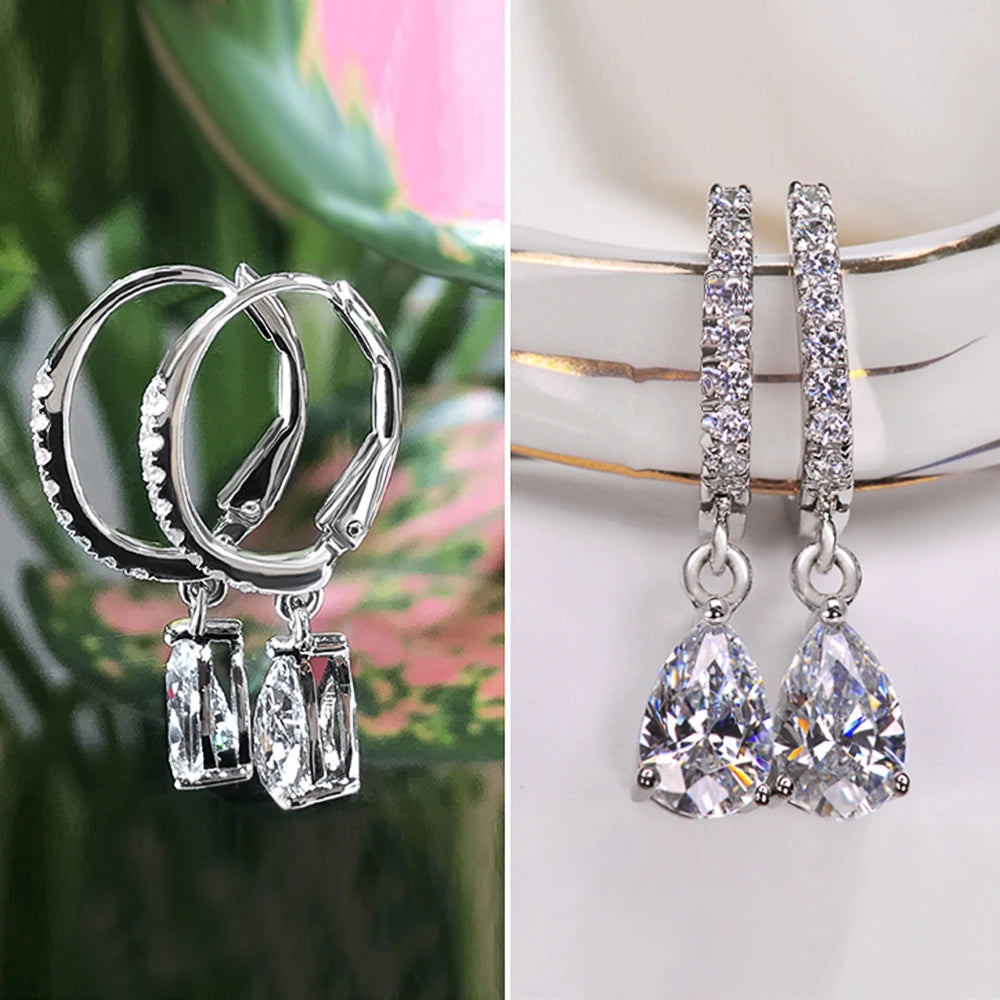 Pear CZ Drop Earrings