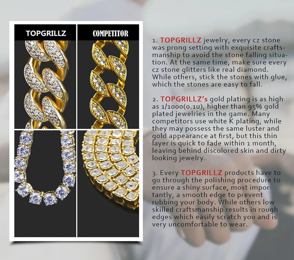 Iced Out Geometric Link Chain Necklace – Unisex Hip Hop Jewelry