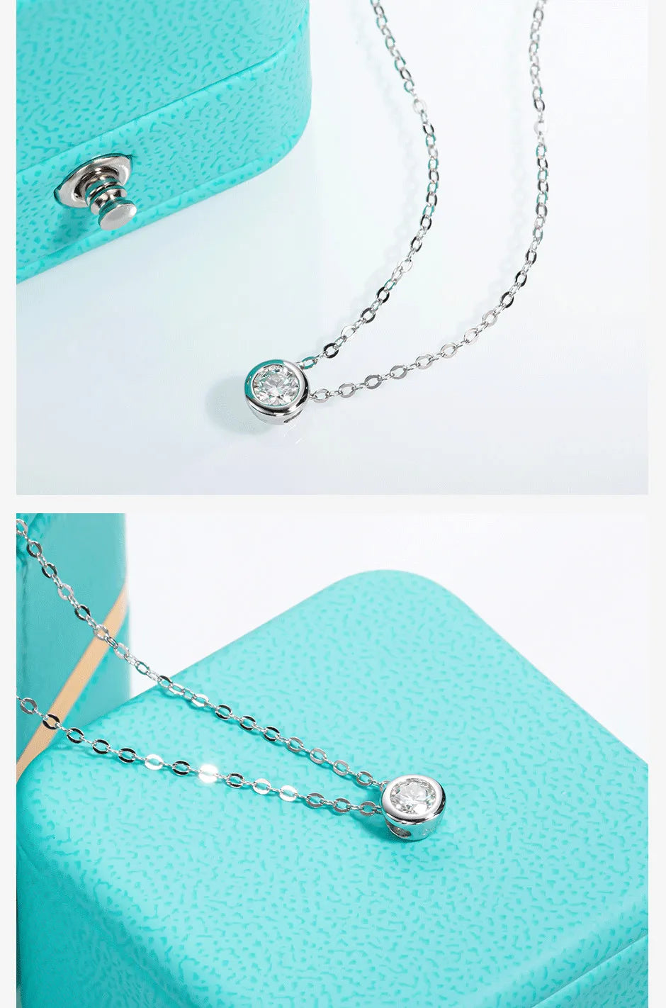 D-Color Moissanite Pendant Necklace in 18K White Gold Plated 925 Sterling Silver