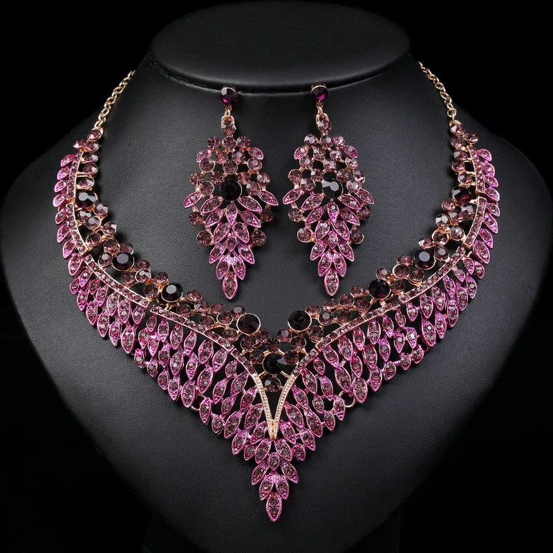 3-Piece Women’s Starry Sky Jewelry Set – Spike Leaf Necklace & Earrings Set