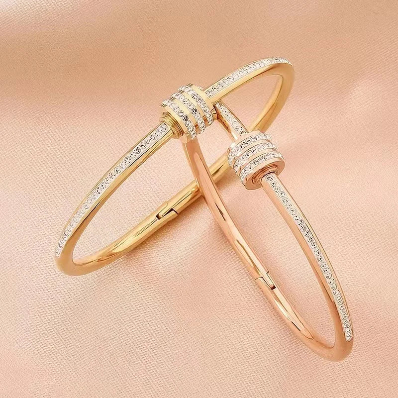 Sleek Titanium Steel Bangle Bracelet for Women