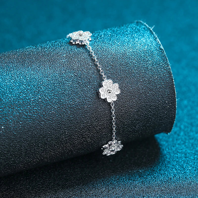 Radiant Elegance: Moissanite Silver Chain Bracelet