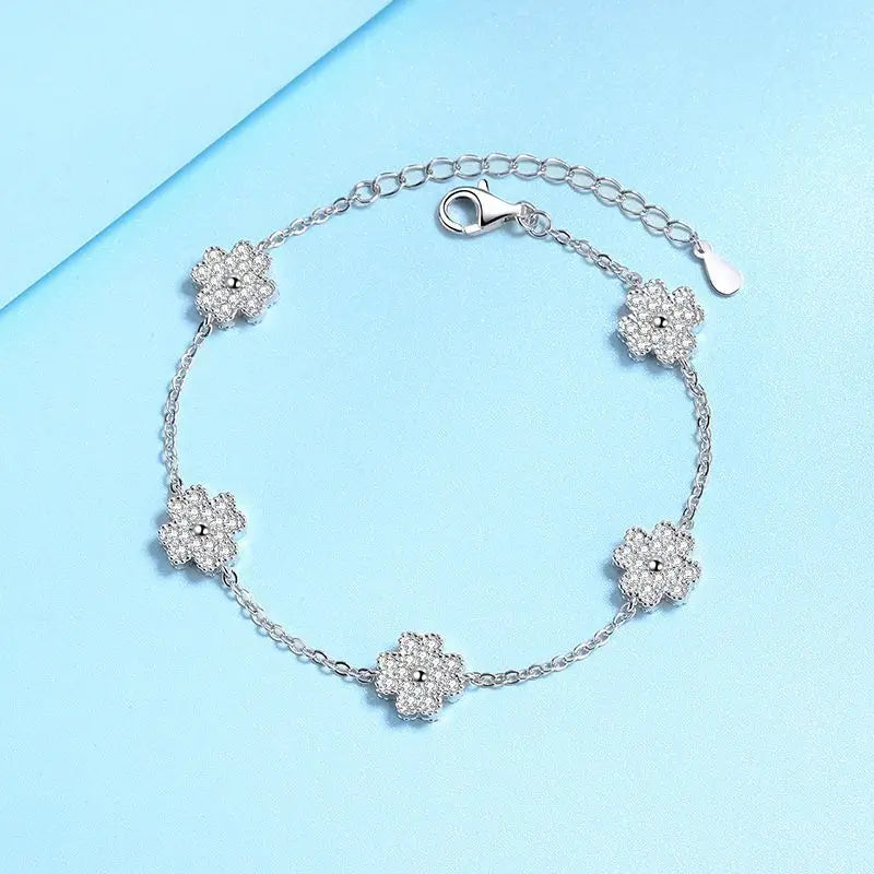 Radiant Elegance: Moissanite Silver Chain Bracelet