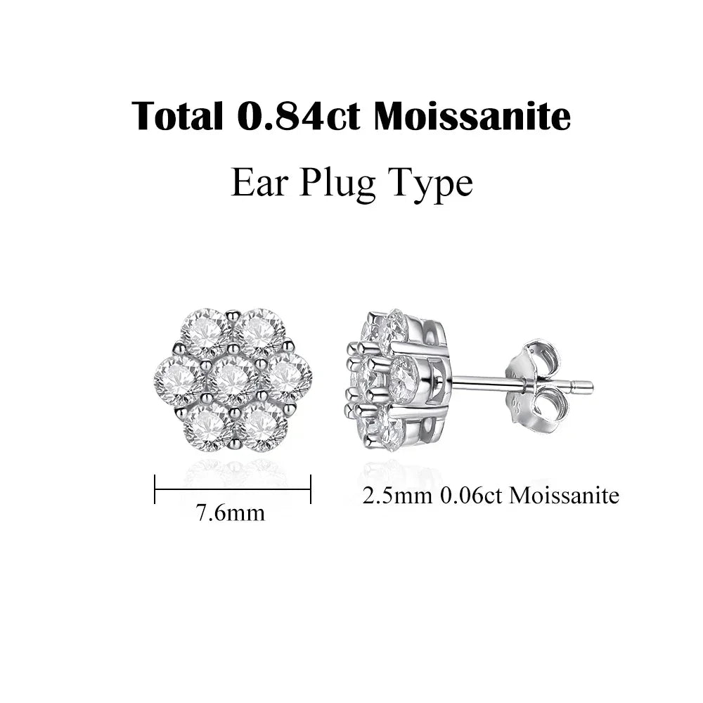 3mm/5mm D Color Moissanite Flower Stud Earrings