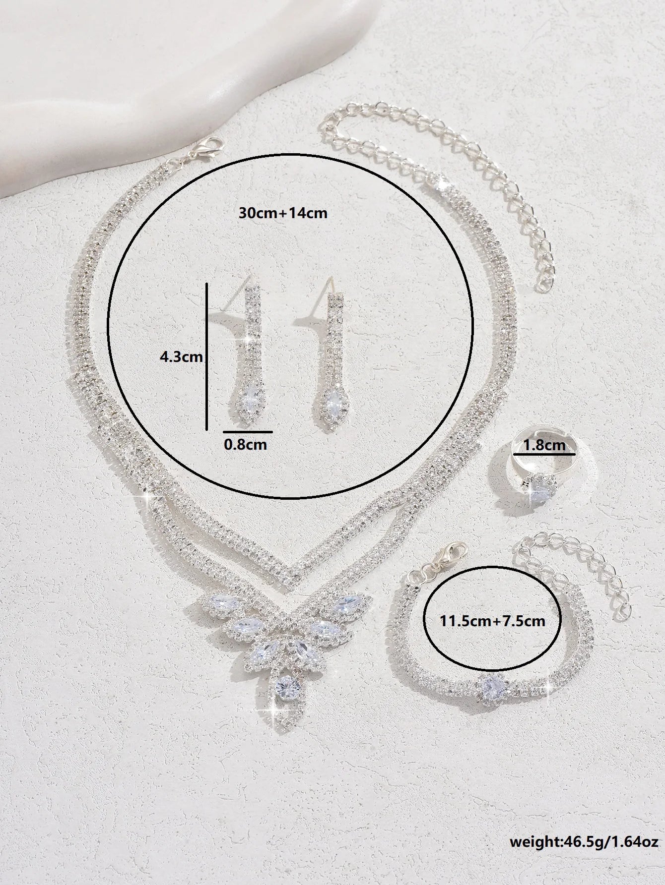 Complete 5-Piece Set: Necklace, Earrings, Bracelet