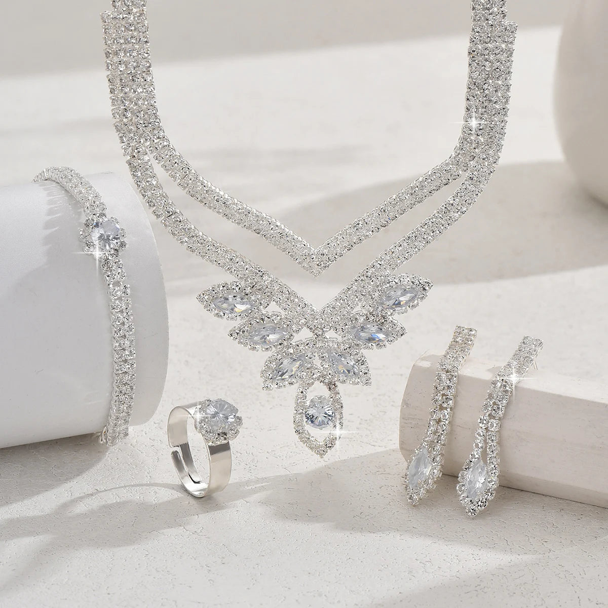 Complete 5-Piece Set: Necklace, Earrings, Bracelet