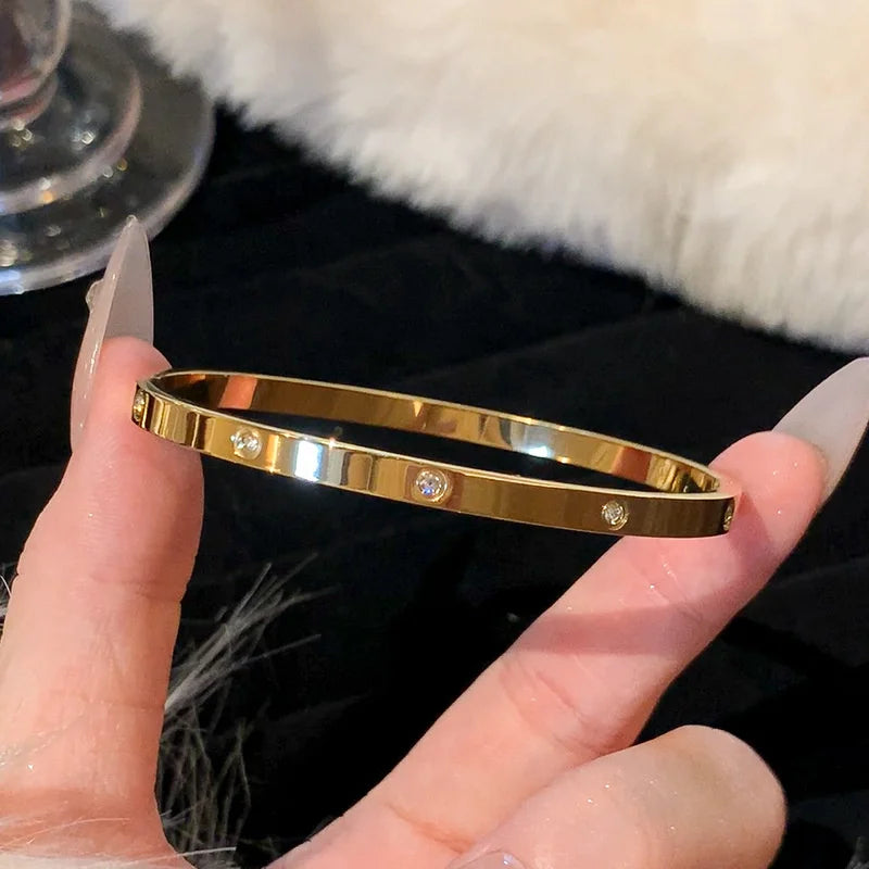 Sleek Titanium Steel Bangle Bracelet for Women