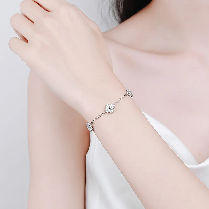 Radiant Elegance: Moissanite Silver Chain Bracelet