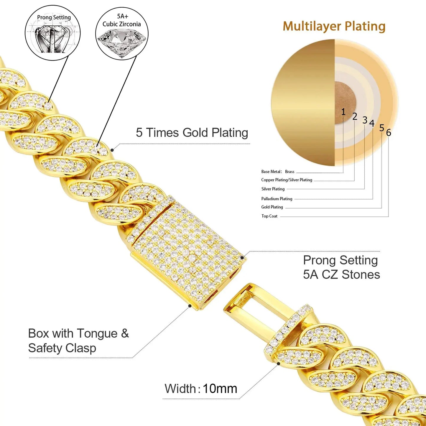 10mm Diamond Cuban Link Chain