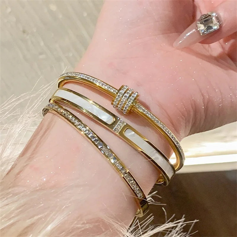 Sleek Titanium Steel Bangle Bracelet for Women