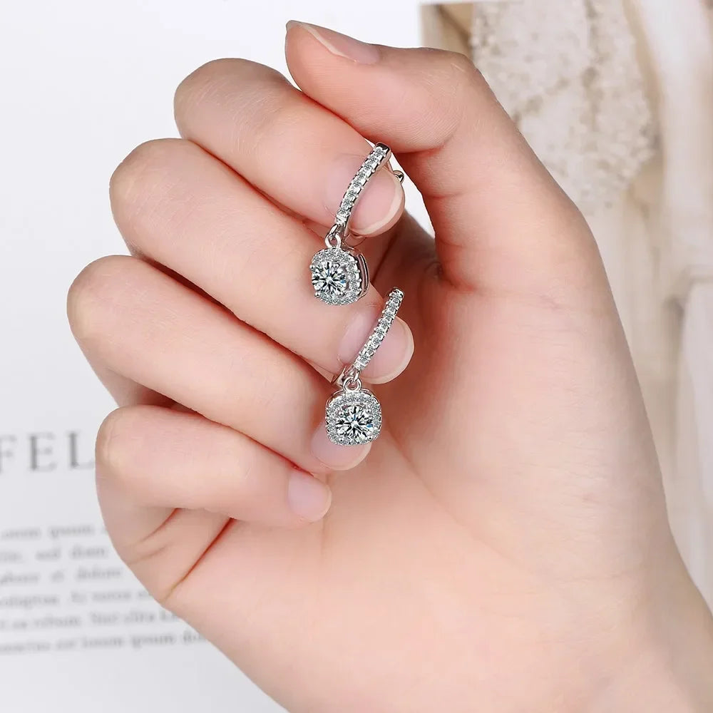 Moissanite Huggie Hoop Earring