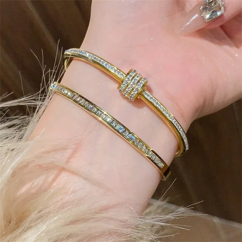 Sleek Titanium Steel Bangle Bracelet for Women