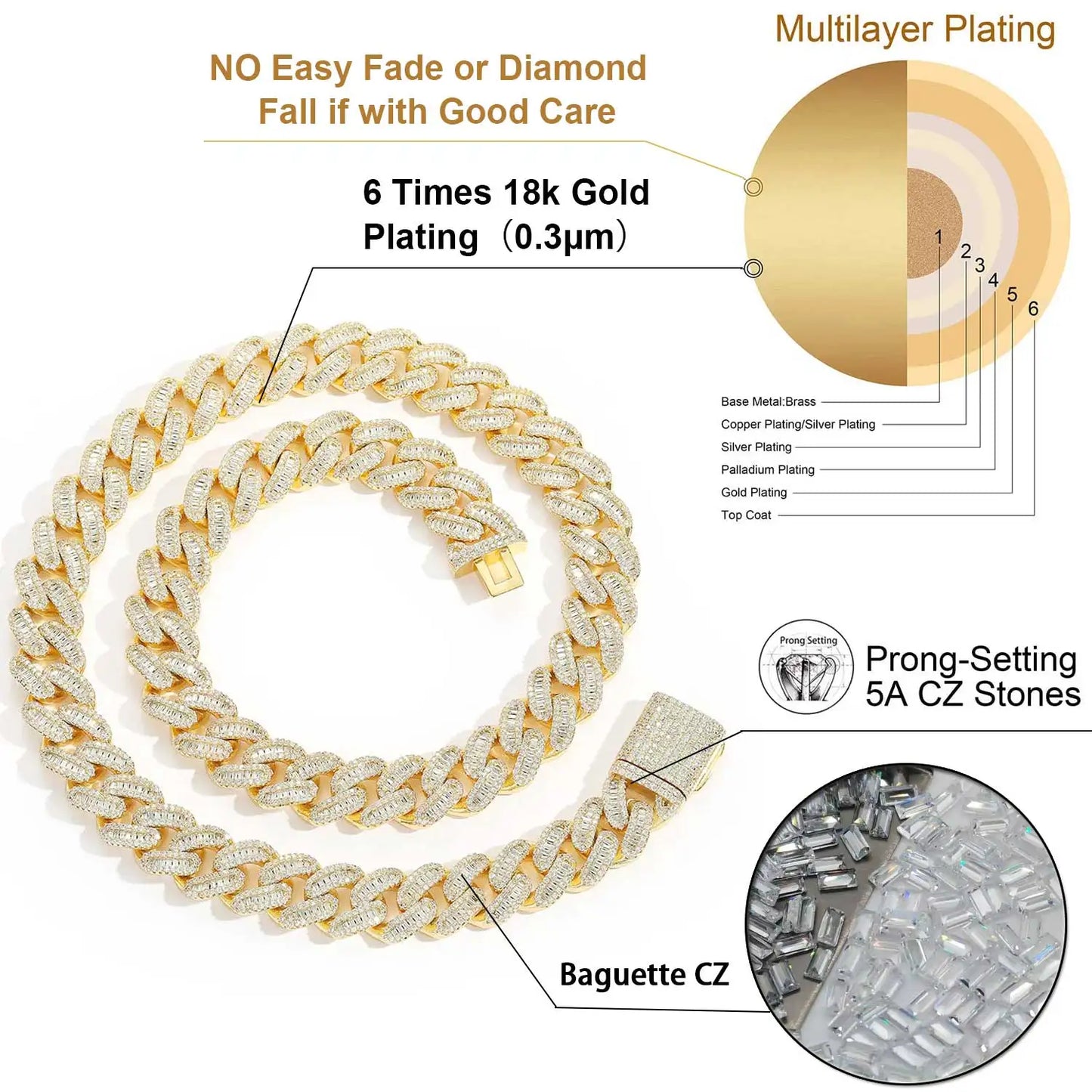 15mm Iced-Out Zircon Cuban Link Chain