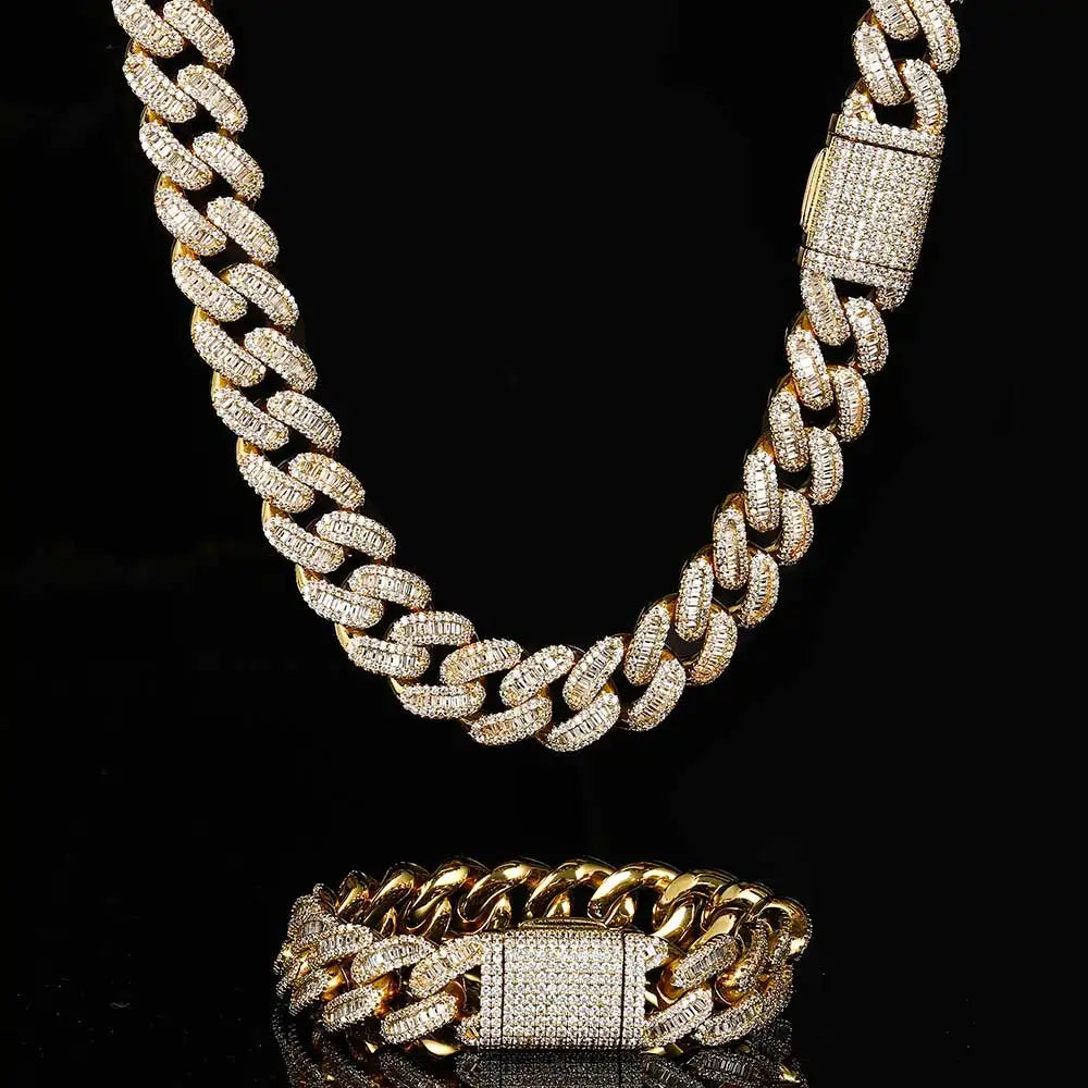 15mm Iced-Out Zircon Cuban Link Chain