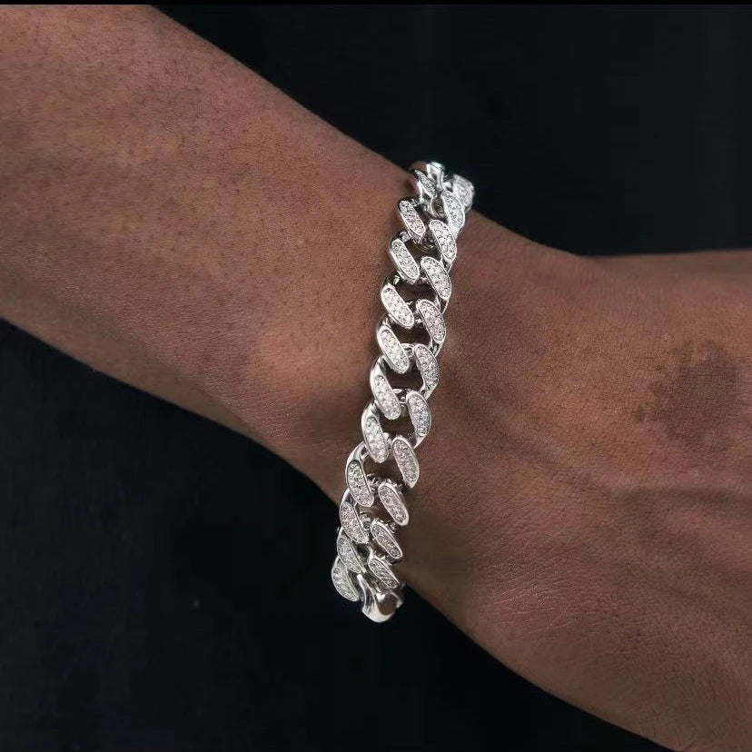 Luxury Moissanite Skeleton Chain Bracelet – 925 Silver Statement Piece