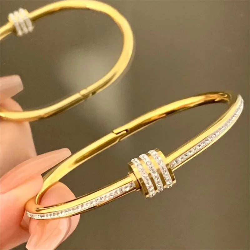 Sleek Titanium Steel Bangle Bracelet for Women