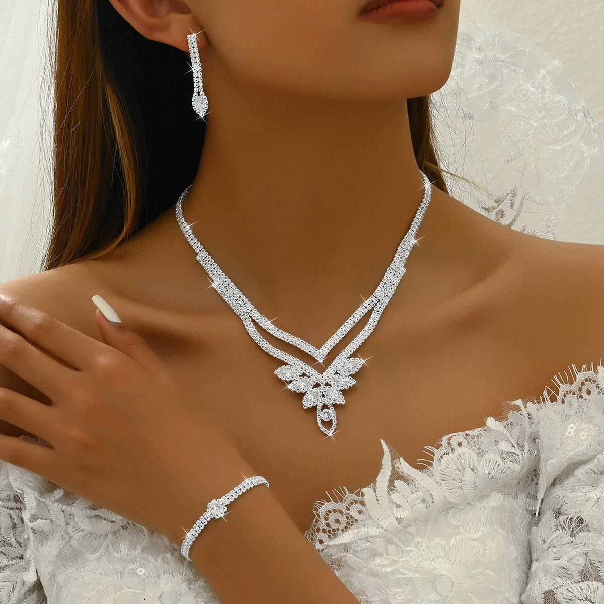 Complete 5-Piece Set: Necklace, Earrings, Bracelet