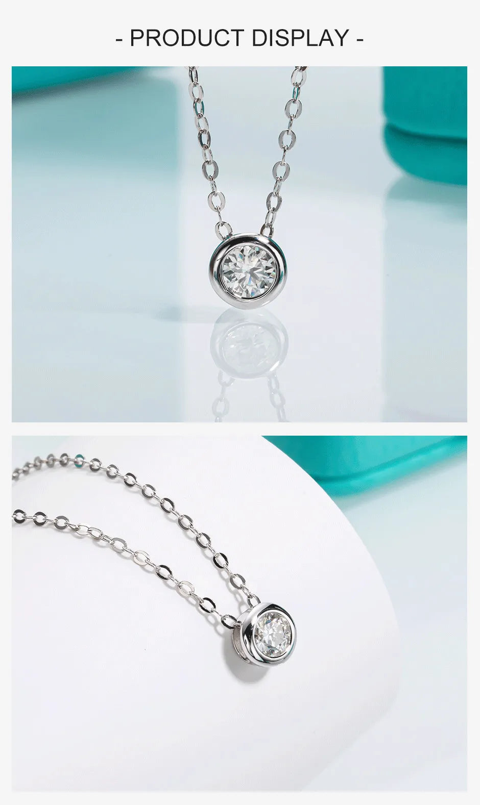 D-Color Moissanite Pendant Necklace in 18K White Gold Plated 925 Sterling Silver
