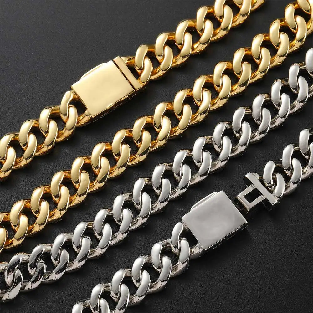 15mm Iced-Out Zircon Cuban Link Chain