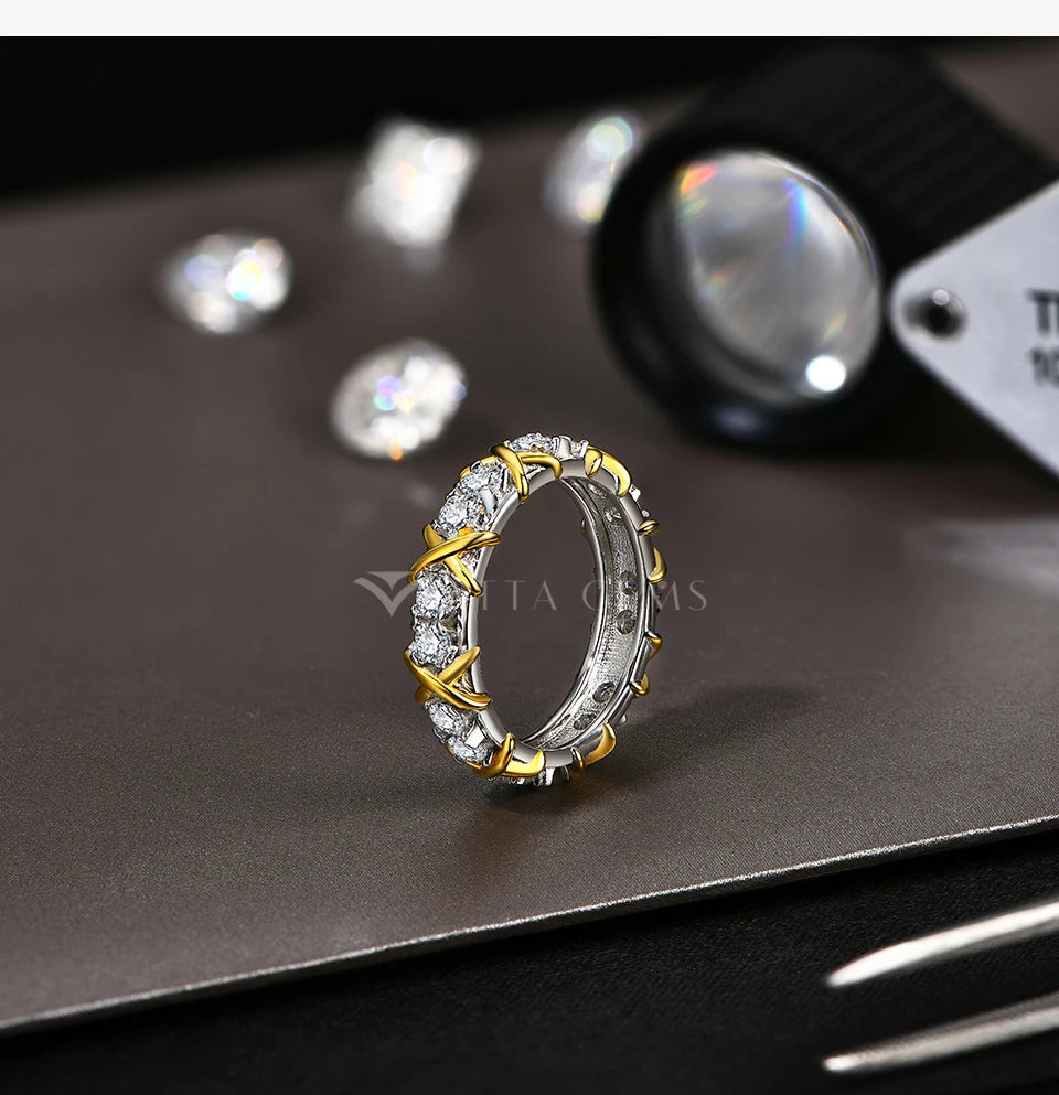 D Color Moissanite Ring – Real 925 Sterling Silver with White Rhodium Plating