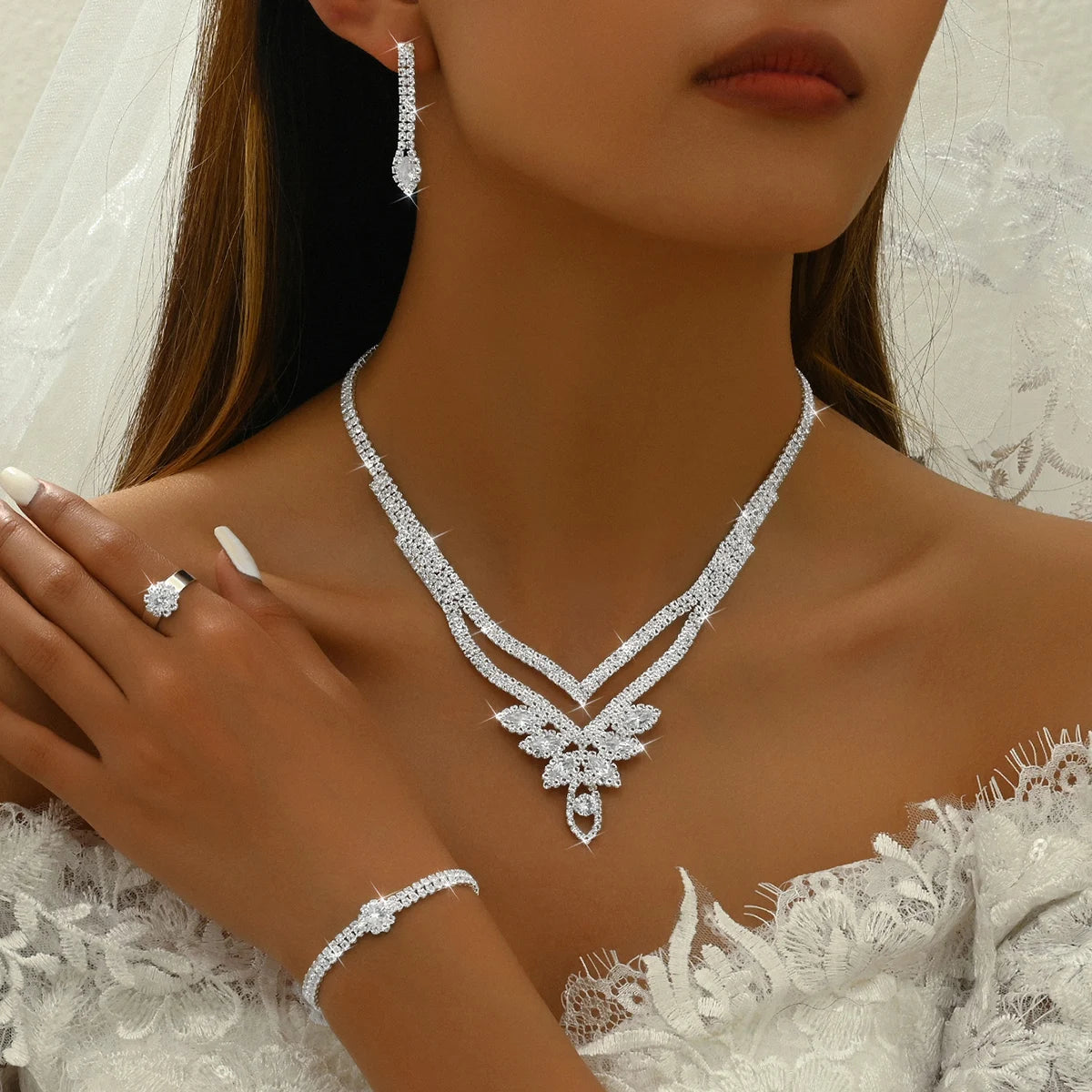 Complete 5-Piece Set: Necklace, Earrings, Bracelet