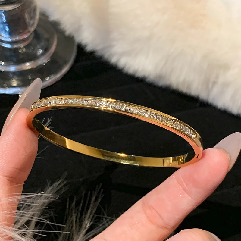 Sleek Titanium Steel Bangle Bracelet for Women
