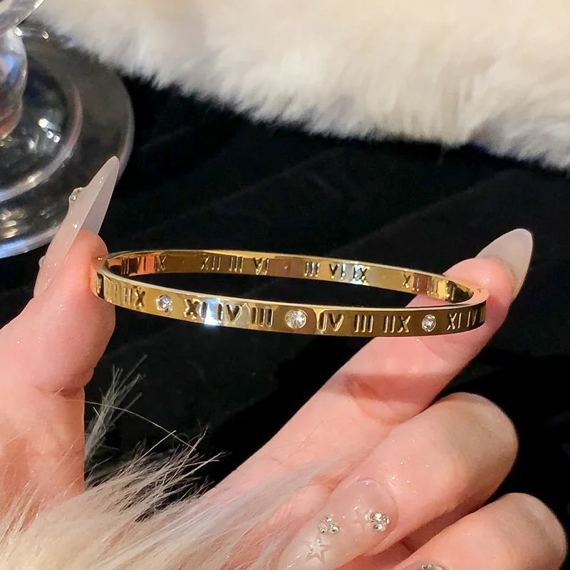Sleek Titanium Steel Bangle Bracelet for Women