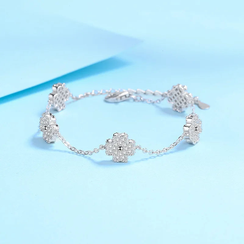 Radiant Elegance: Moissanite Silver Chain Bracelet
