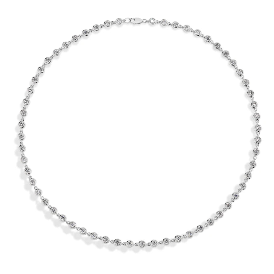 925 Sterling Silver Moissanite Tennis Necklace – D Color VVS1 Diamond Cut