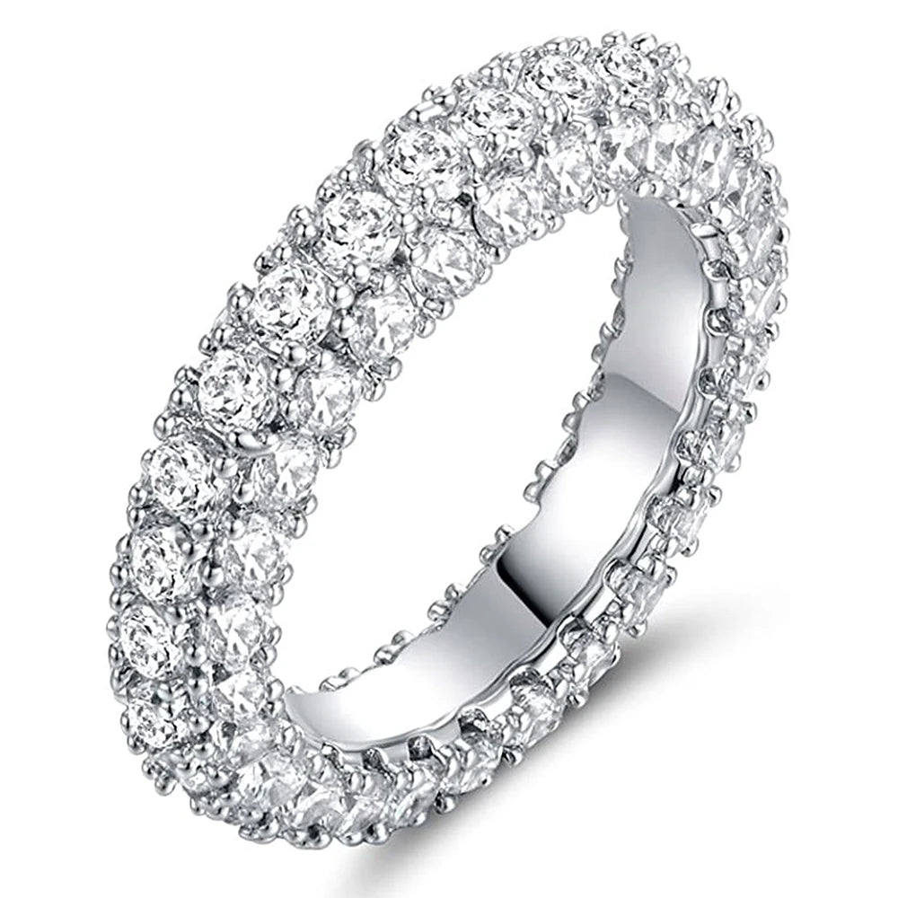 Silver/Gold Cubic Zirconia Wedding Ring – Micro Paved, Elegant & Timeless