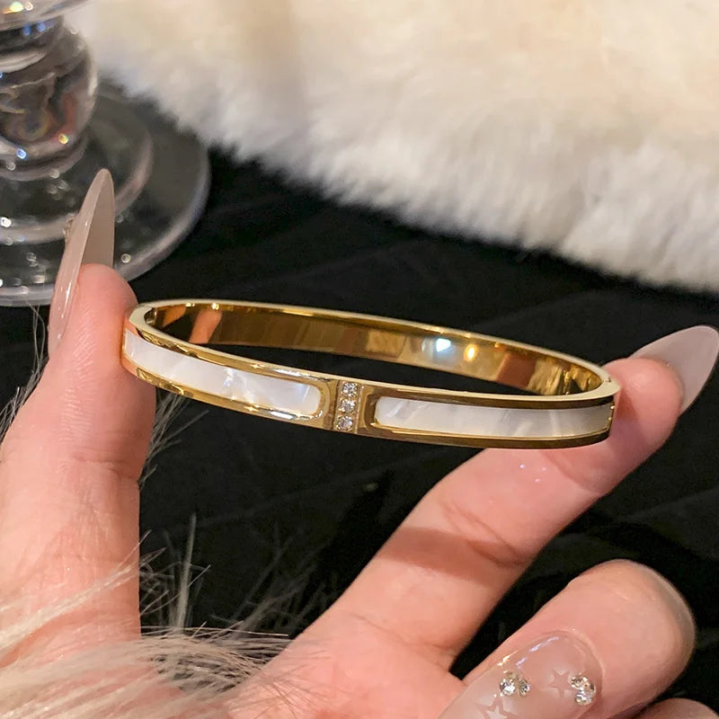 Sleek Titanium Steel Bangle Bracelet for Women