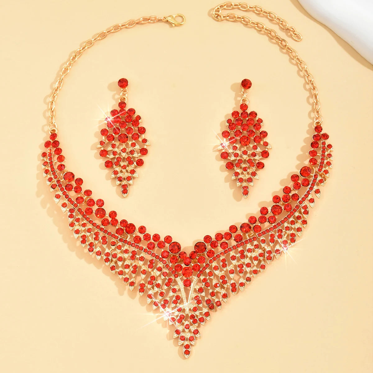3-Piece Women’s Starry Sky Jewelry Set – Spike Leaf Necklace & Earrings Set