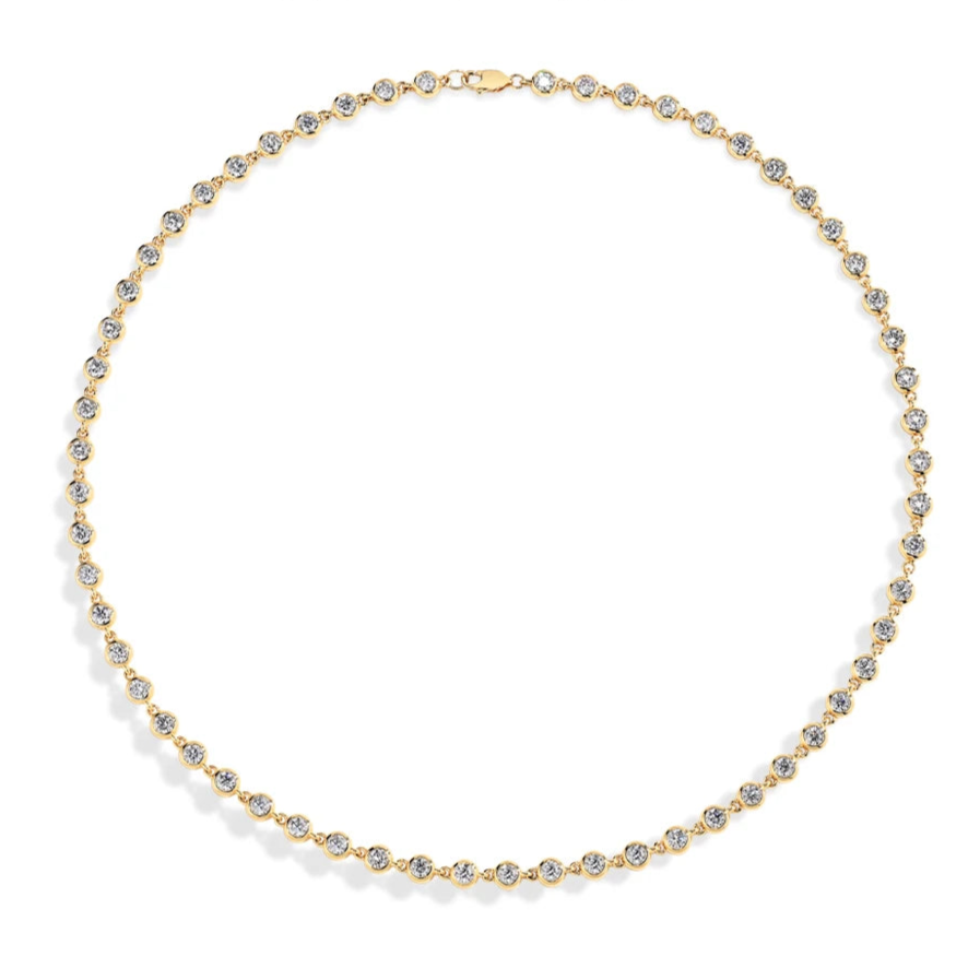 925 Sterling Silver Moissanite Tennis Necklace – D Color VVS1 Diamond Cut