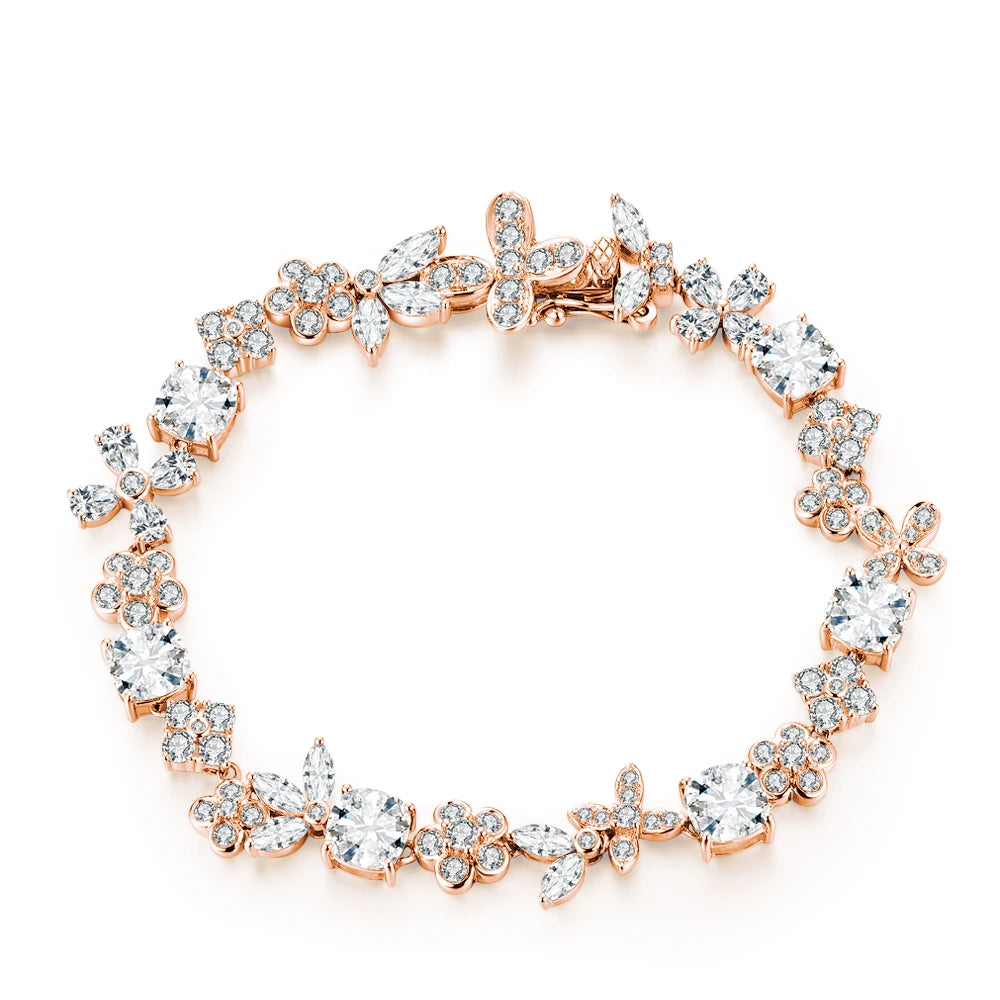 Elegant Moissanite Charm Bracelet – 925 Sterling Silver, Certified Fine Jewelry