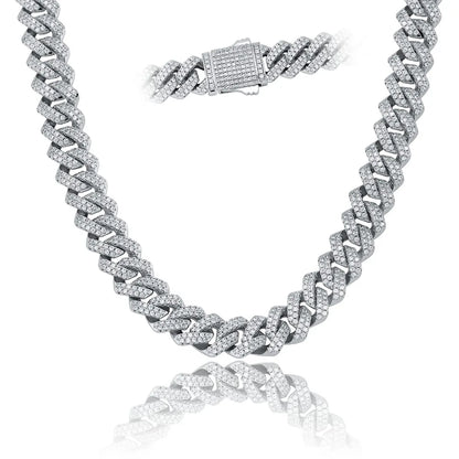 Iced Out Geometric Link Chain Necklace – Unisex Hip Hop Jewelry