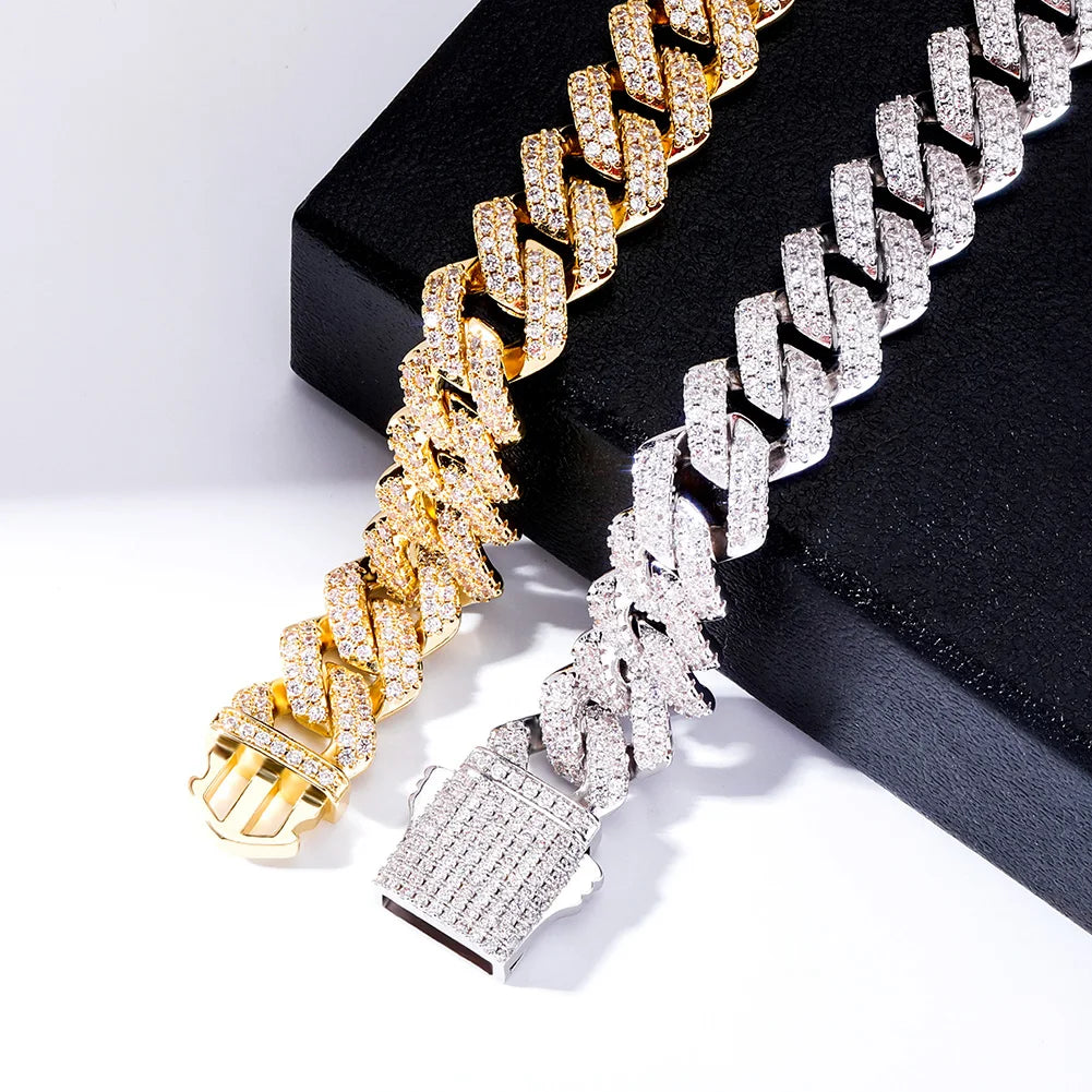 Iced Out Geometric Link Chain Necklace – Unisex Hip Hop Jewelry