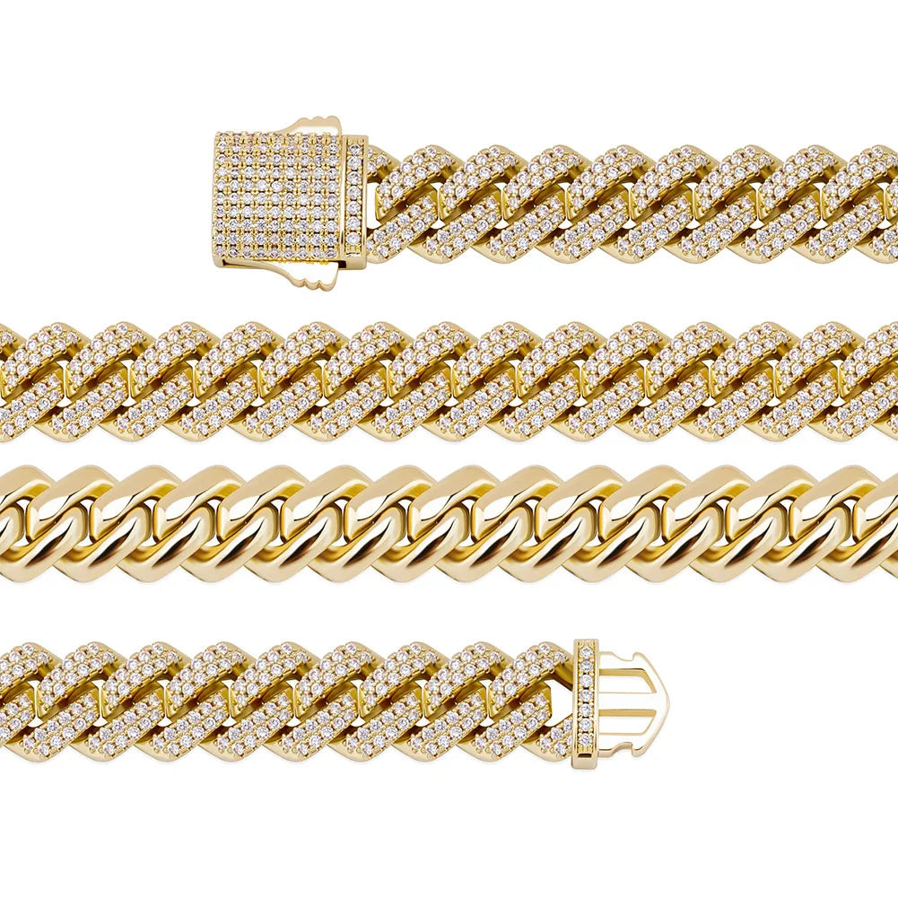 Iced Out Geometric Link Chain Necklace – Unisex Hip Hop Jewelry