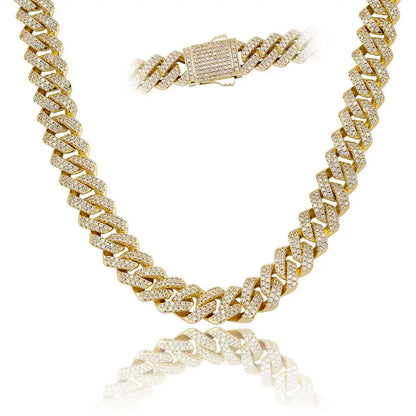 Iced Out Geometric Link Chain Necklace – Unisex Hip Hop Jewelry