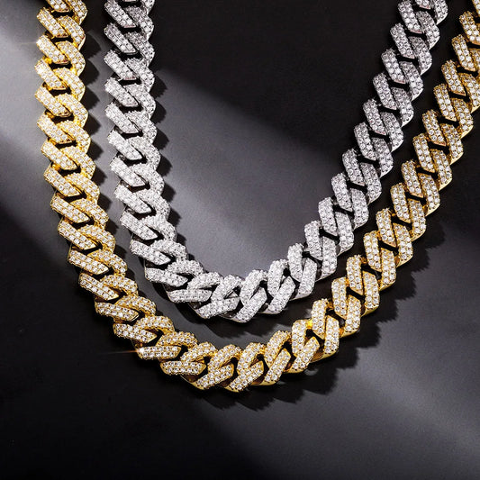 Iced Out Geometric Link Chain Necklace – Unisex Hip Hop Jewelry