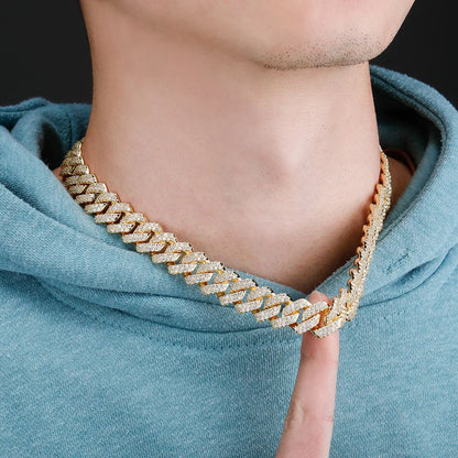 Iced Out Geometric Link Chain Necklace – Unisex Hip Hop Jewelry