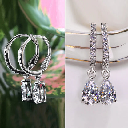 Pear CZ Drop Earrings