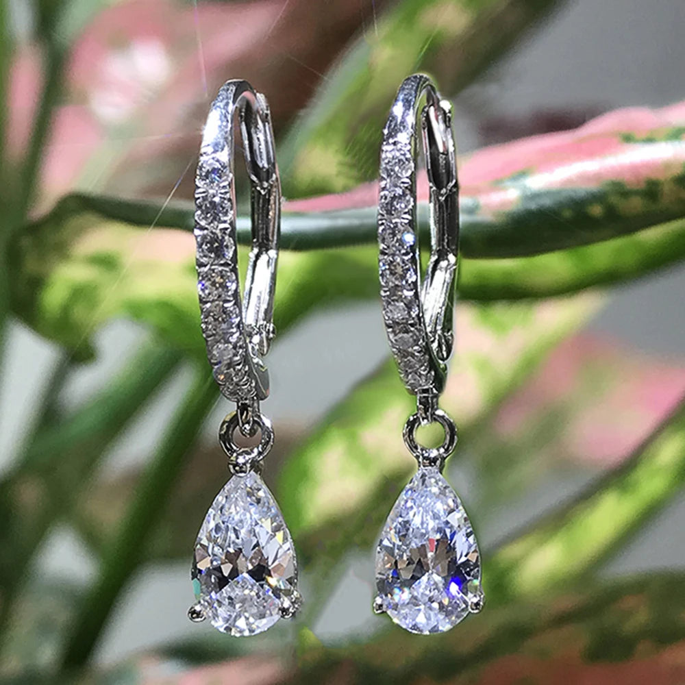 Pear CZ Drop Earrings