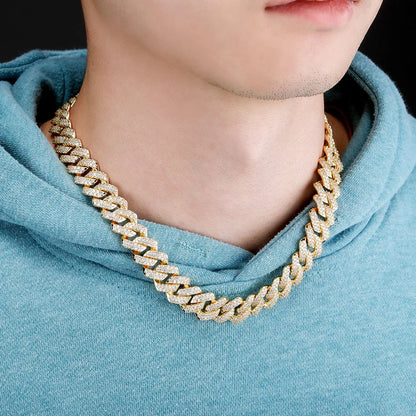 Iced Out Geometric Link Chain Necklace – Unisex Hip Hop Jewelry