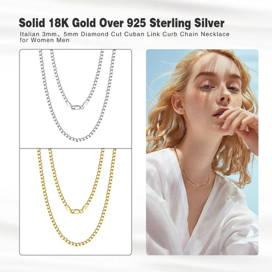 18K Gold-Plated 925 Sterling Silver Italian Diamond