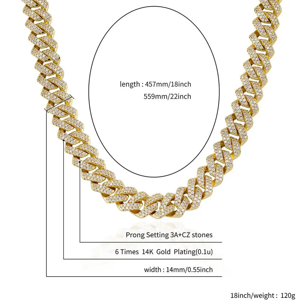 Iced Out Geometric Link Chain Necklace – Unisex Hip Hop Jewelry