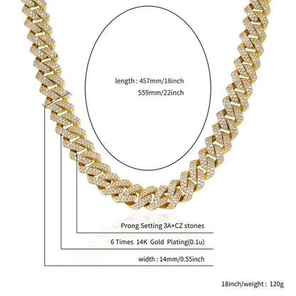 Iced Out Geometric Link Chain Necklace – Unisex Hip Hop Jewelry