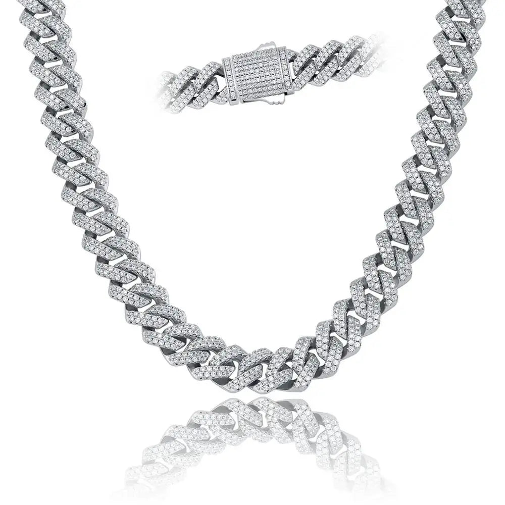 Iced Out Geometric Link Chain Necklace – Unisex Hip Hop Jewelry